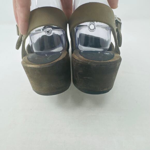 Lotta from Stockholm Green Leather Clogs Wooden Heels Adjustable Strap Size 37 - Picture 10 of 15